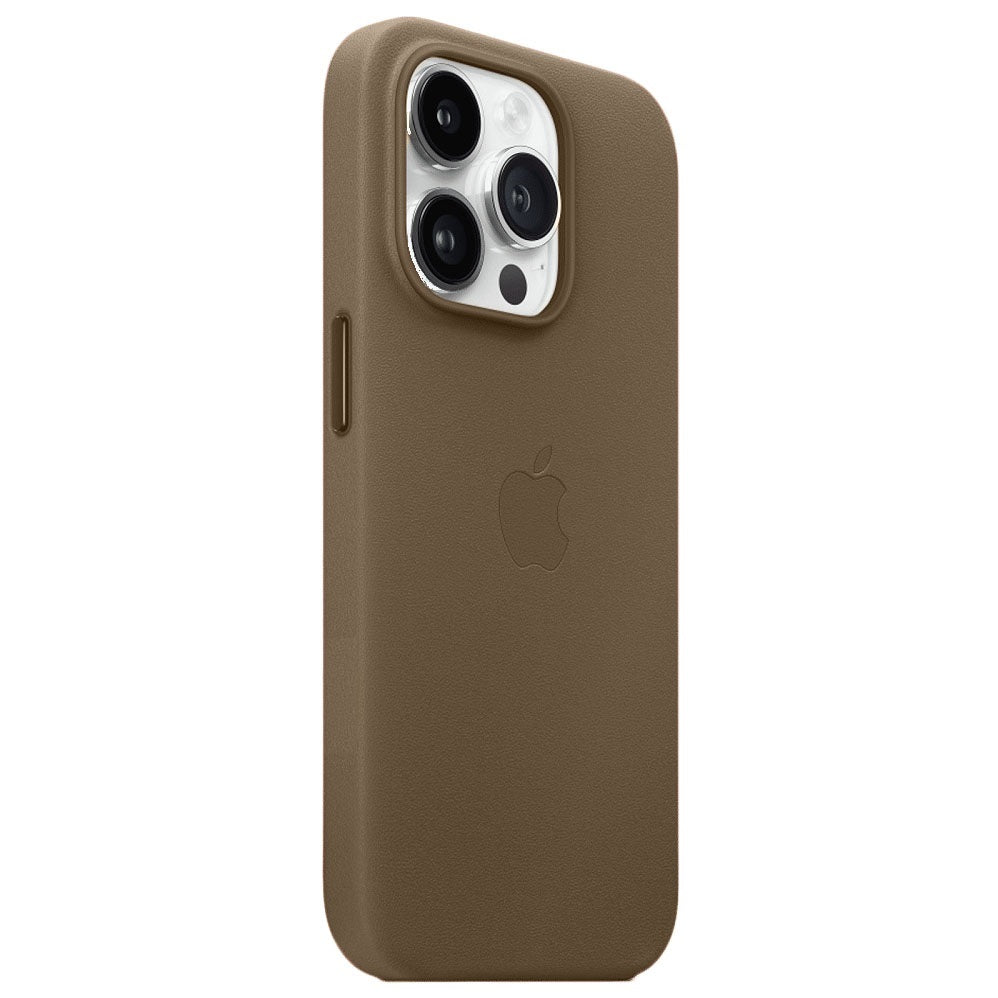 iPhone 15 pro Leather Back Cover Case with MagSafe – Natural Titanium