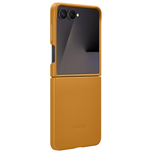 Samsung Galaxy Z Flip7 Leather Protective Shell Cover Back Cover - Tan