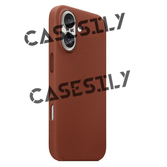 iPhone 16 Leather Case Back Cover - Umber Brown