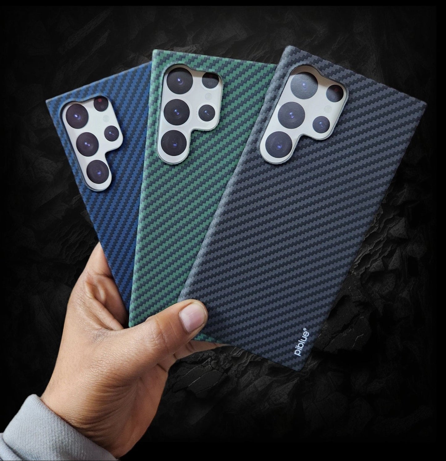 Samsung Galaxy S23 Ultra Piblue Carbon Fiber Aramid Kevilar Case - Green