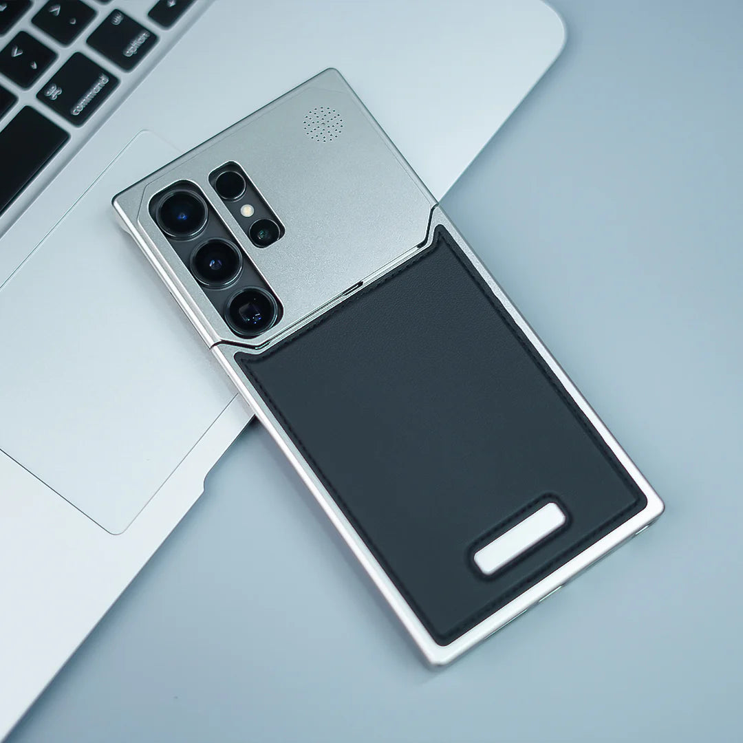 Samsung Galaxy S24 Ultra Aero Flex Metal Frameless Leather Case with Built-in Magsafe & Aroma - Gray