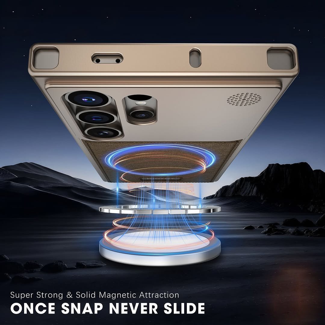 Samsung Galaxy S24 Ultra Aero Flex Metal Frameless Leather Case with Built-in Magsafe & Aroma - Desert