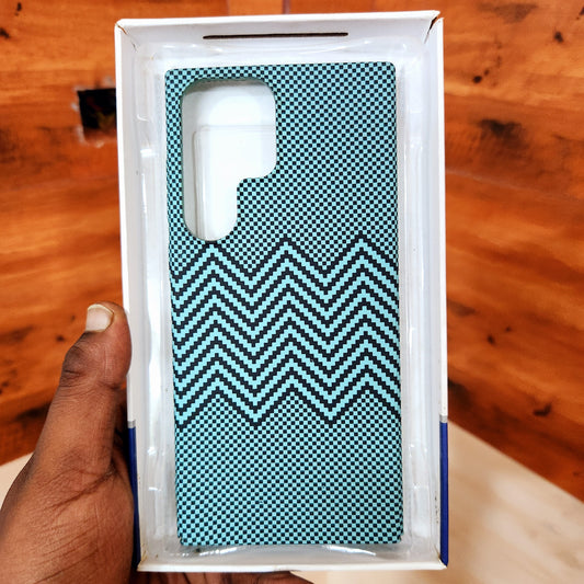 Samsung Galaxy S23 Ultra Slim Lightweight Carbon Fiber Textures Case - Blue