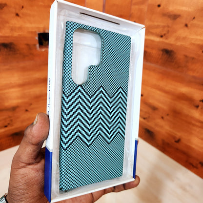 Samsung Galaxy S23 Ultra Slim Lightweight Carbon Fiber Textures Case - Blue