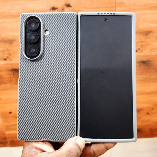 Samsung Galaxy Z Fold7 Slim Carbon Fiber Textured Matte Case with Inside Cloth - Gray