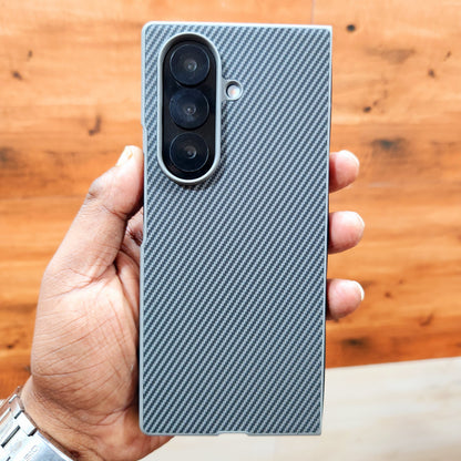 Samsung Galaxy Z Fold7 Slim Carbon Fiber Textured Matte Case with Inside Cloth - Gray