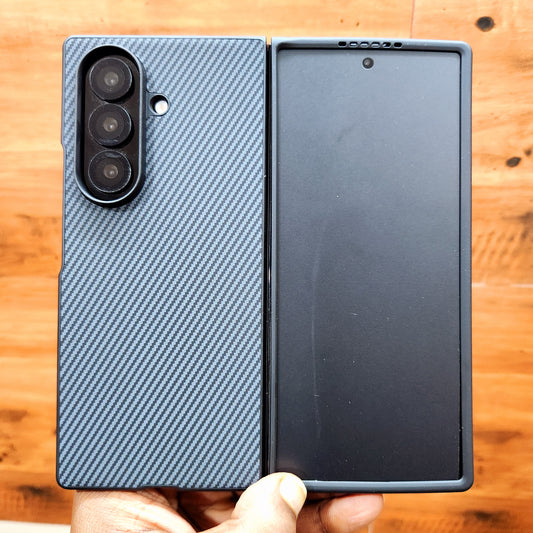 Samsung Galaxy Z Fold7 Slim Carbon Fiber Textured Matte Case with Inside Cloth - Black