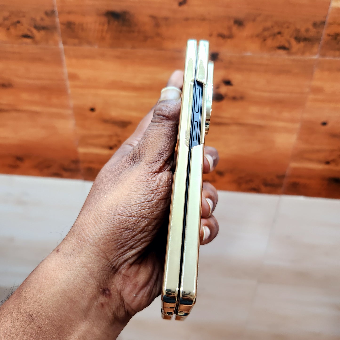 Samsung Galaxy Z Fold7 Luxury Check Pettern Gold Plated Leather Case - White