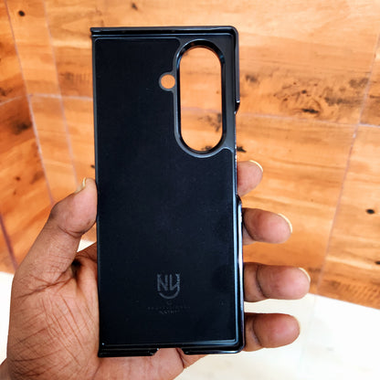 Samsung Galaxy Z Fold7 Bussiness Style Electroplating Leather Case - Coffee