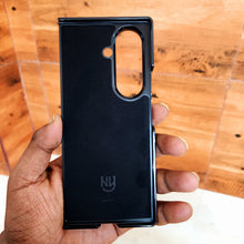 Samsung Galaxy Z Fold7 Bussiness Style Electroplating Leather Case - Black