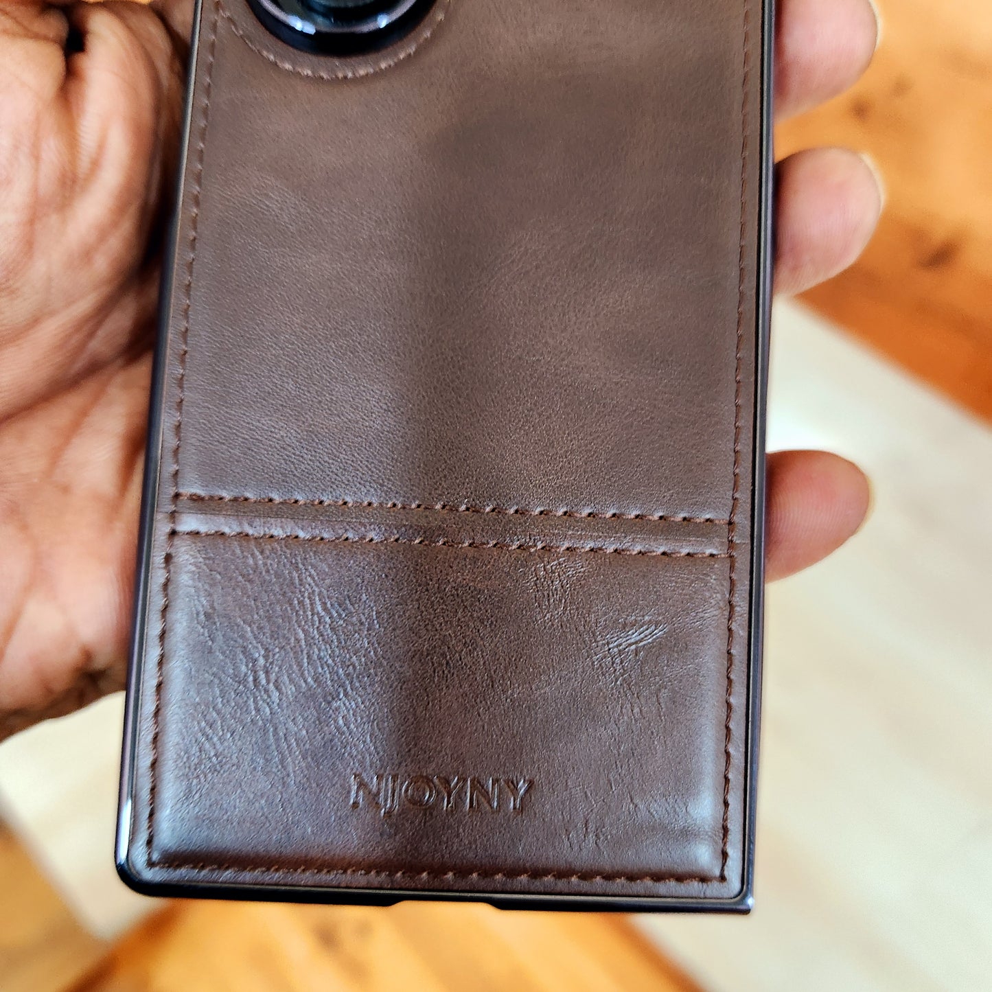 Samsung Galaxy Z Fold7 Bussiness Style Electroplating Leather Case - Coffee