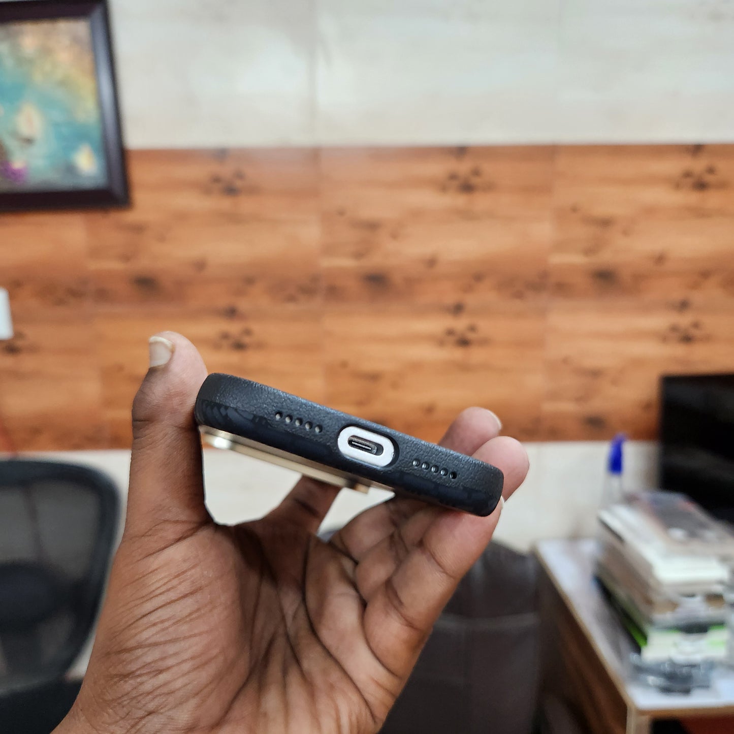 iPhone 17 Pro Max Sibling Series Sleek Cross Texture Case with Metal Camera Protection - Black