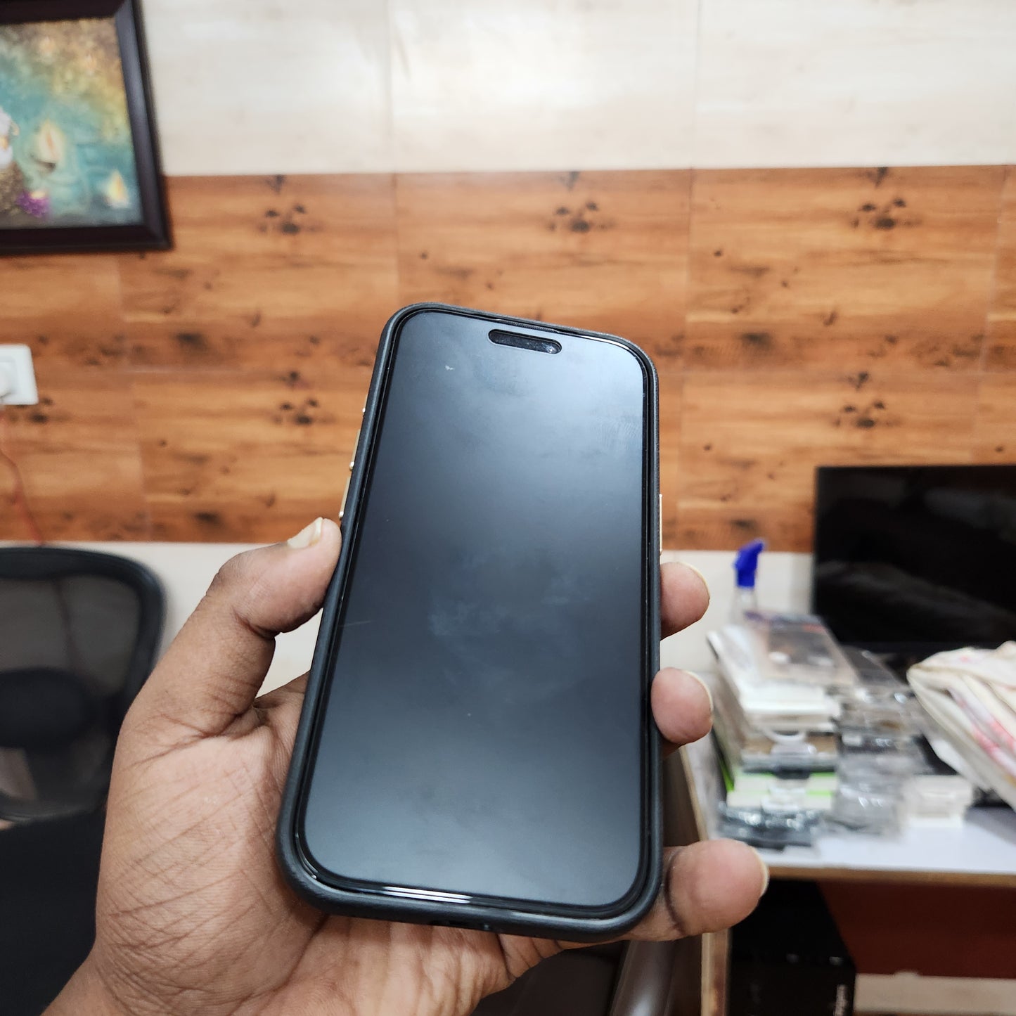 iPhone 17 Pro Max Sibling Series Sleek Cross Texture Case with Metal Camera Protection - Blue