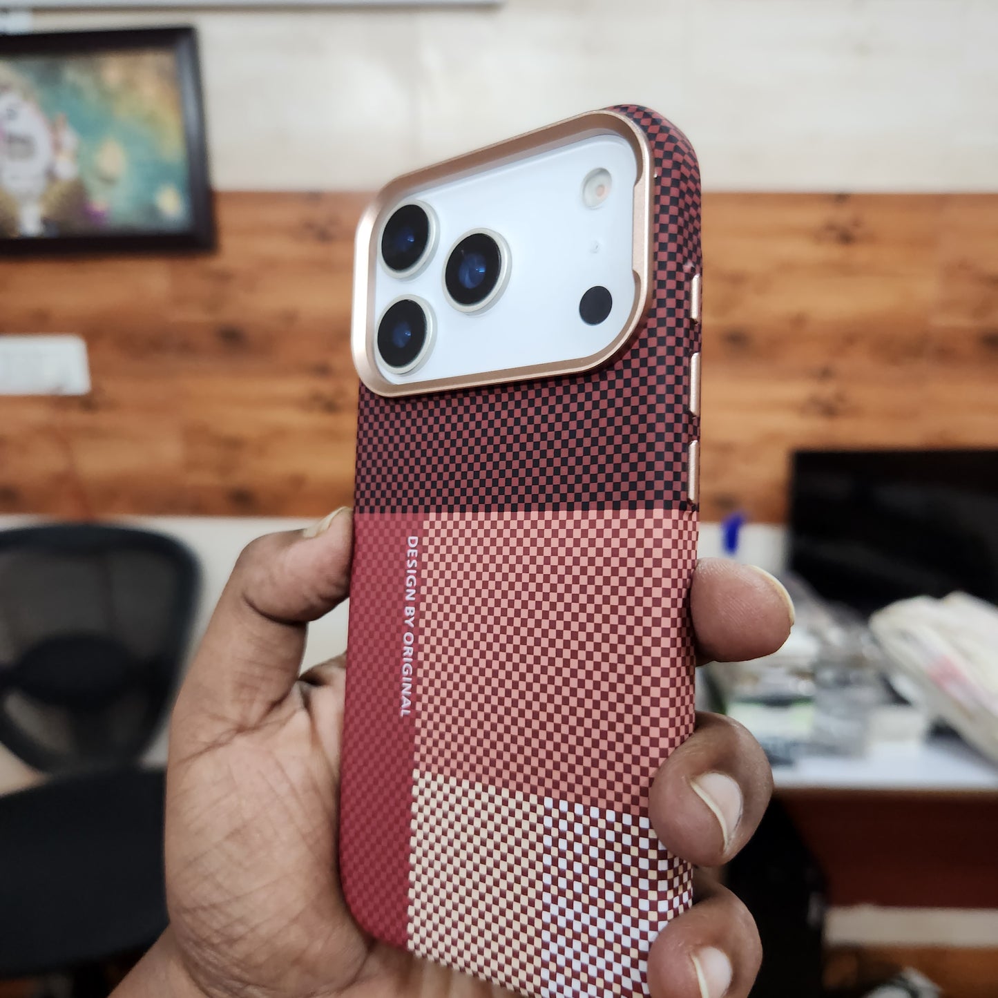 iPhone 17 Pro Max 0.8mm Ultrathin Carbon Fiber Texture Case with Magsafe - Red