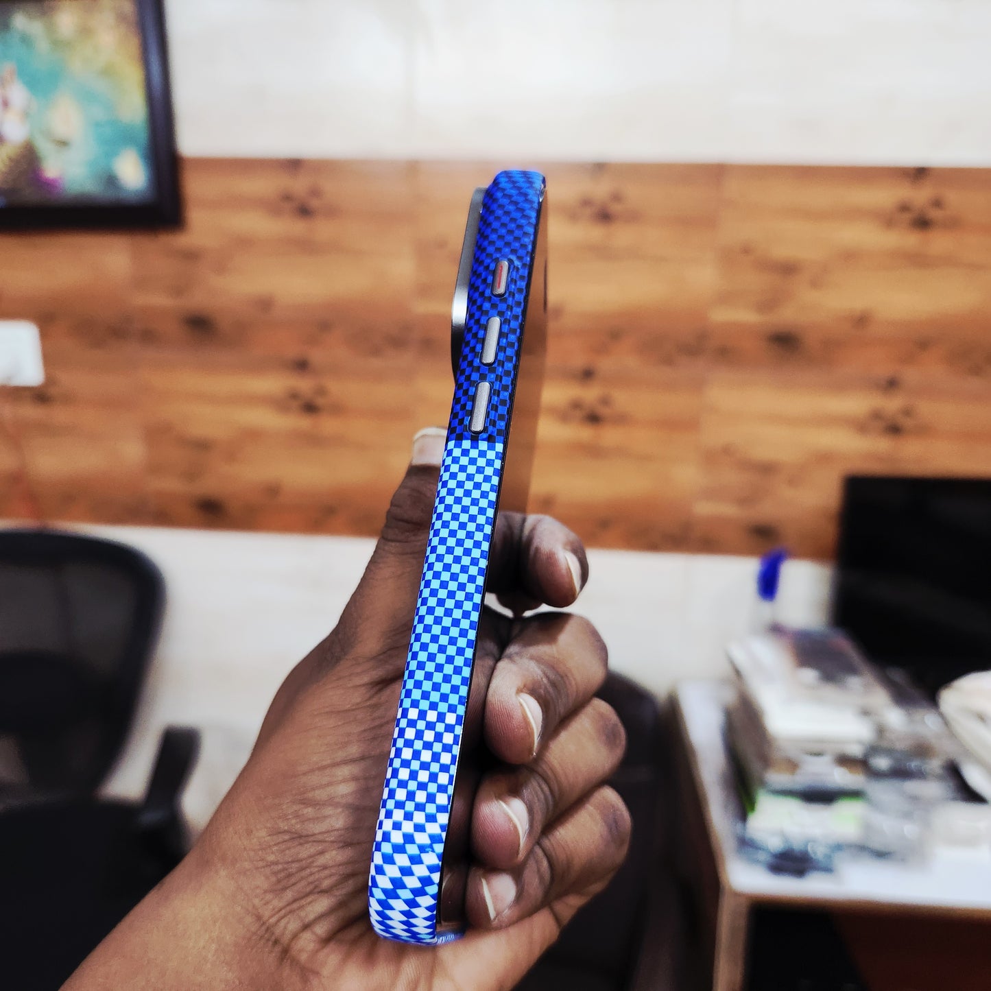 iPhone 17 Pro Max 0.8mm Ultrathin Carbon Fiber Texture Case with Magsafe - Dark Blue