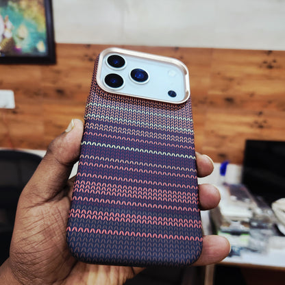 iPhone 17 Pro Max 0.8mm Ultrathin Carbon Fiber Texture Case with Magsafe - Maroon