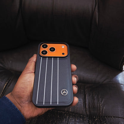 iPhone 17 Pro Max Leather Cover Sports Car Look Leather Case - Black