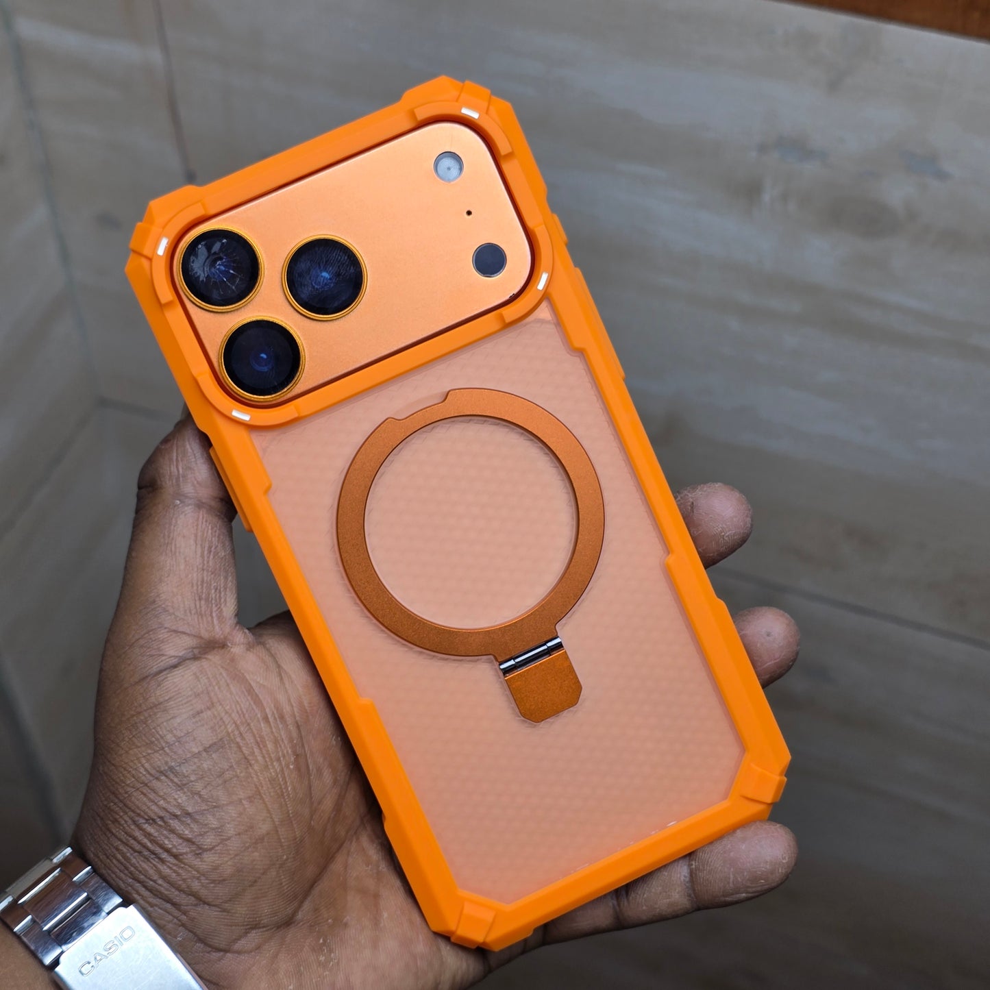 iPhone 17 Pro Max Back Cover Luxury Sports Car Armor Case - Orange