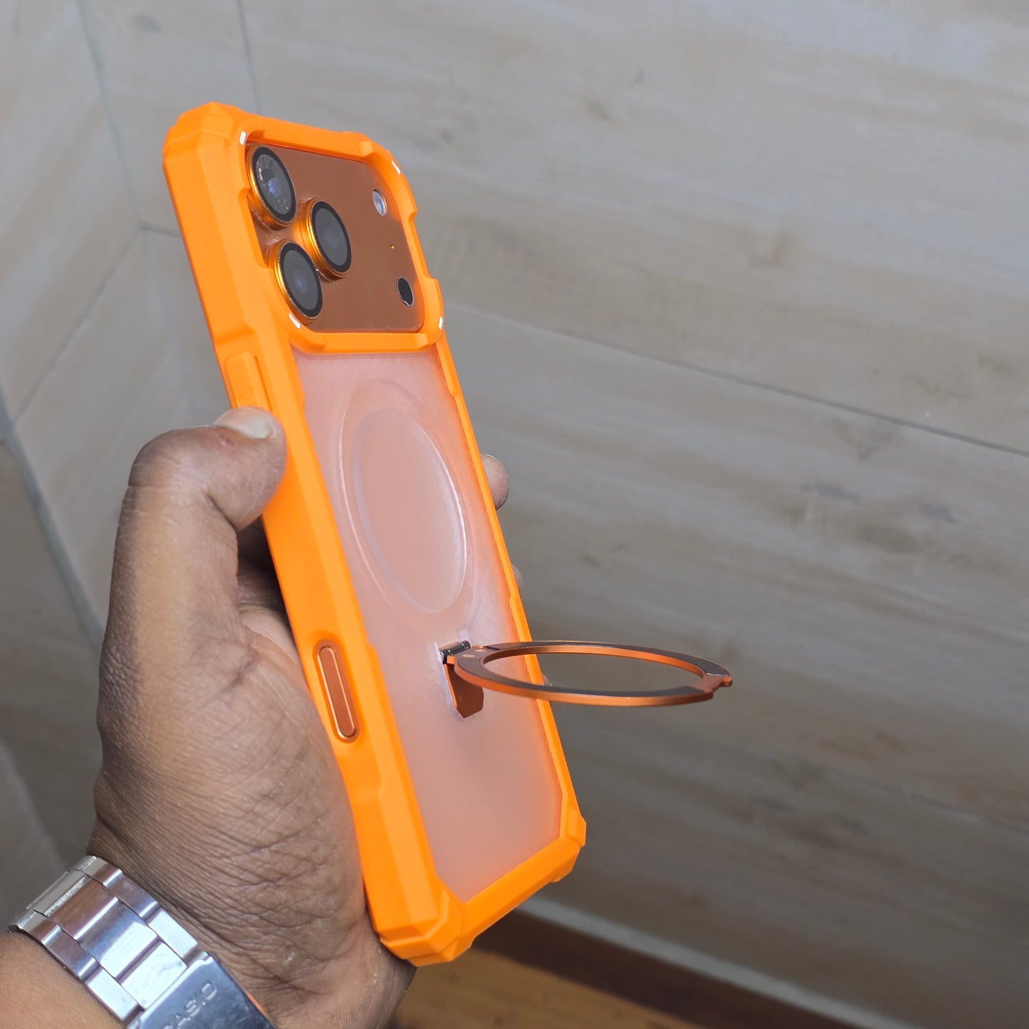 iPhone 17 Pro Max Back Cover Luxury Sports Car Armor Case - Orange