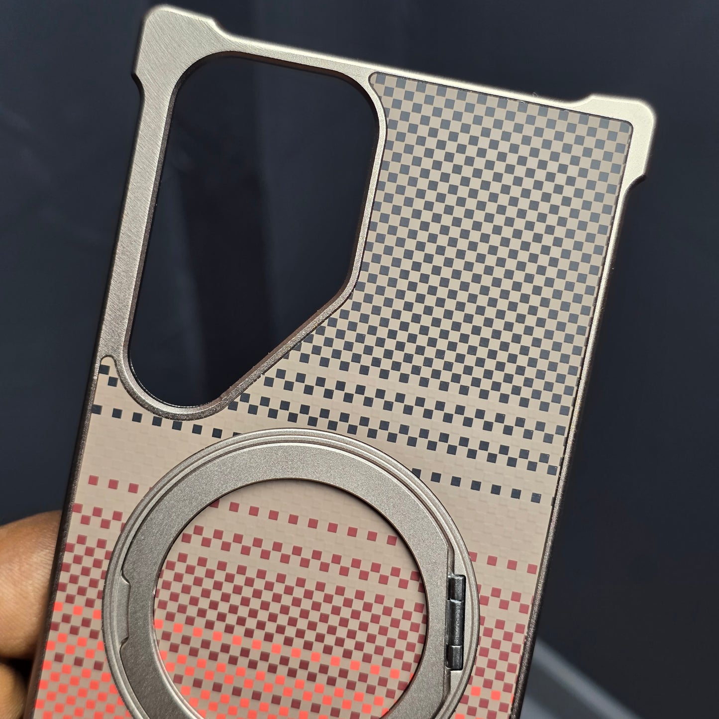 Samsung Galaxy S24 Ultra Metal Bumper Case with Magsafe and Stand - Gold