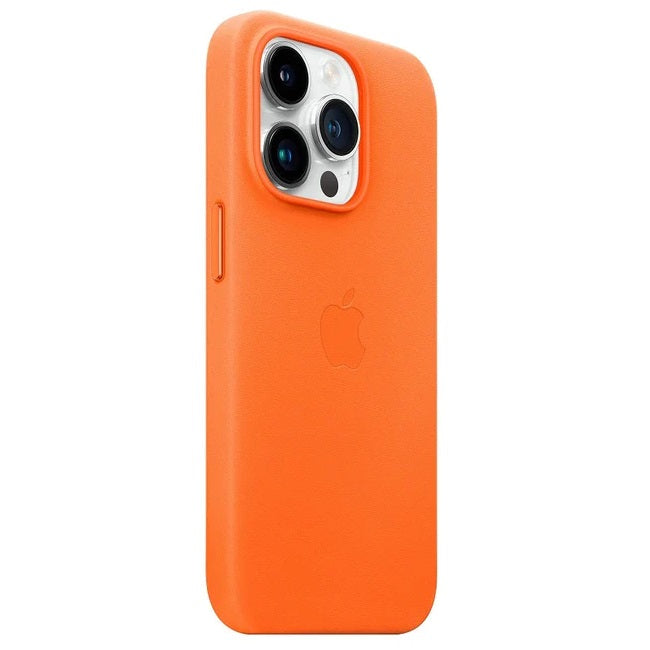 iPhone 15 pro Leather Back Cover Case with MagSafe – Orange