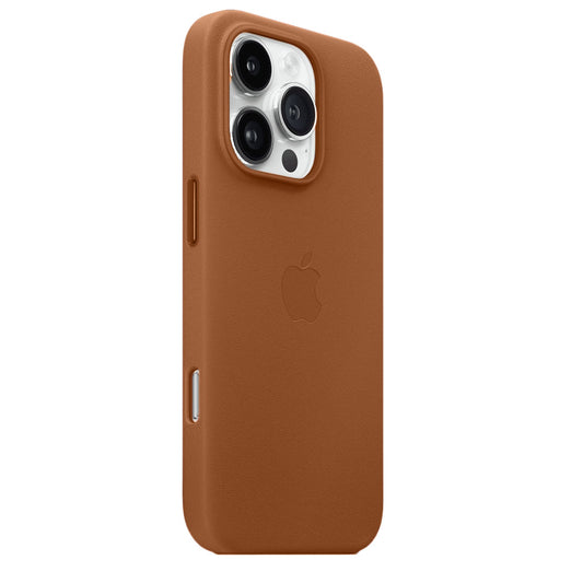 iPhone 16 Pro Max Leather Back Cover Case - Saddle Brown