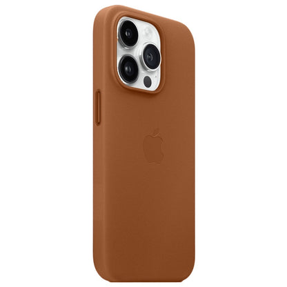 iPhone 15 pro Leather Back Cover Case with MagSafe – Saddle