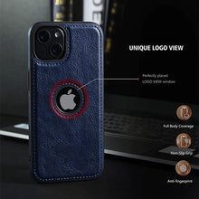 iPhone 13 Pro Classic PU Leather Case with Logo Cut - Blue