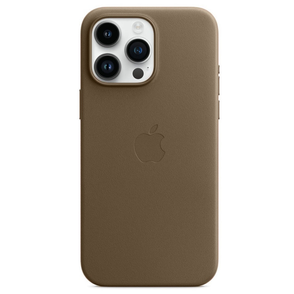 iPhone 15 pro Leather Back Cover Case with MagSafe – Natural Titanium