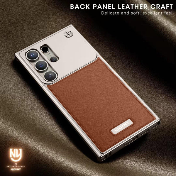 Samsung Galaxy S26 Ultra Frameless Metal Leather Case with Magsafe & Aroma - Brown