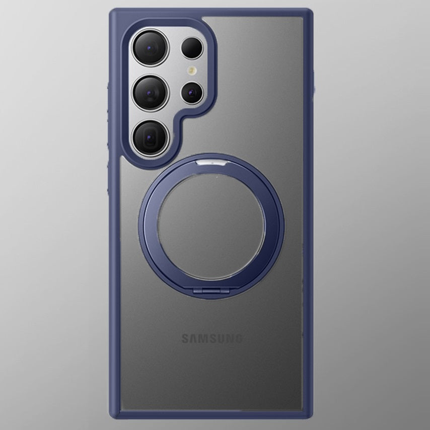 Samsung Galaxy S25 Ultra Matte Shockproof Case with Magsafe & 360° Magnetic Rotting Ring - Blue