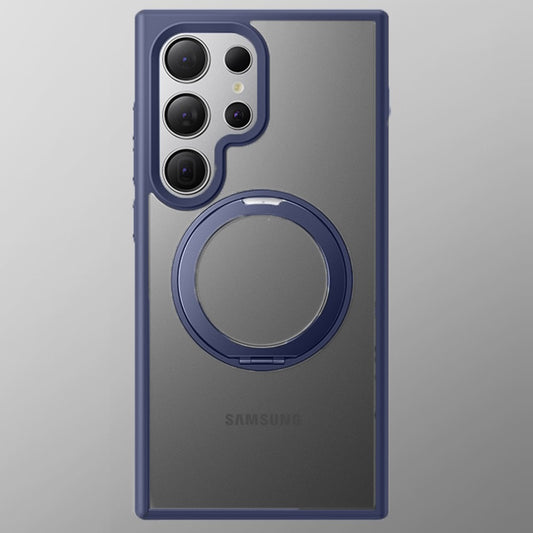 Samsung Galaxy S25 Ultra Matte Shockproof Case with Magsafe & 360° Magnetic Rotting Ring - Blue