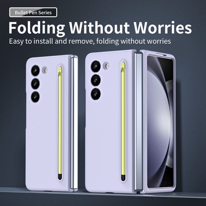 Samsung Galaxy Z Fold 5 Skin Feel Slim Matte Case with Stylus - Purple
