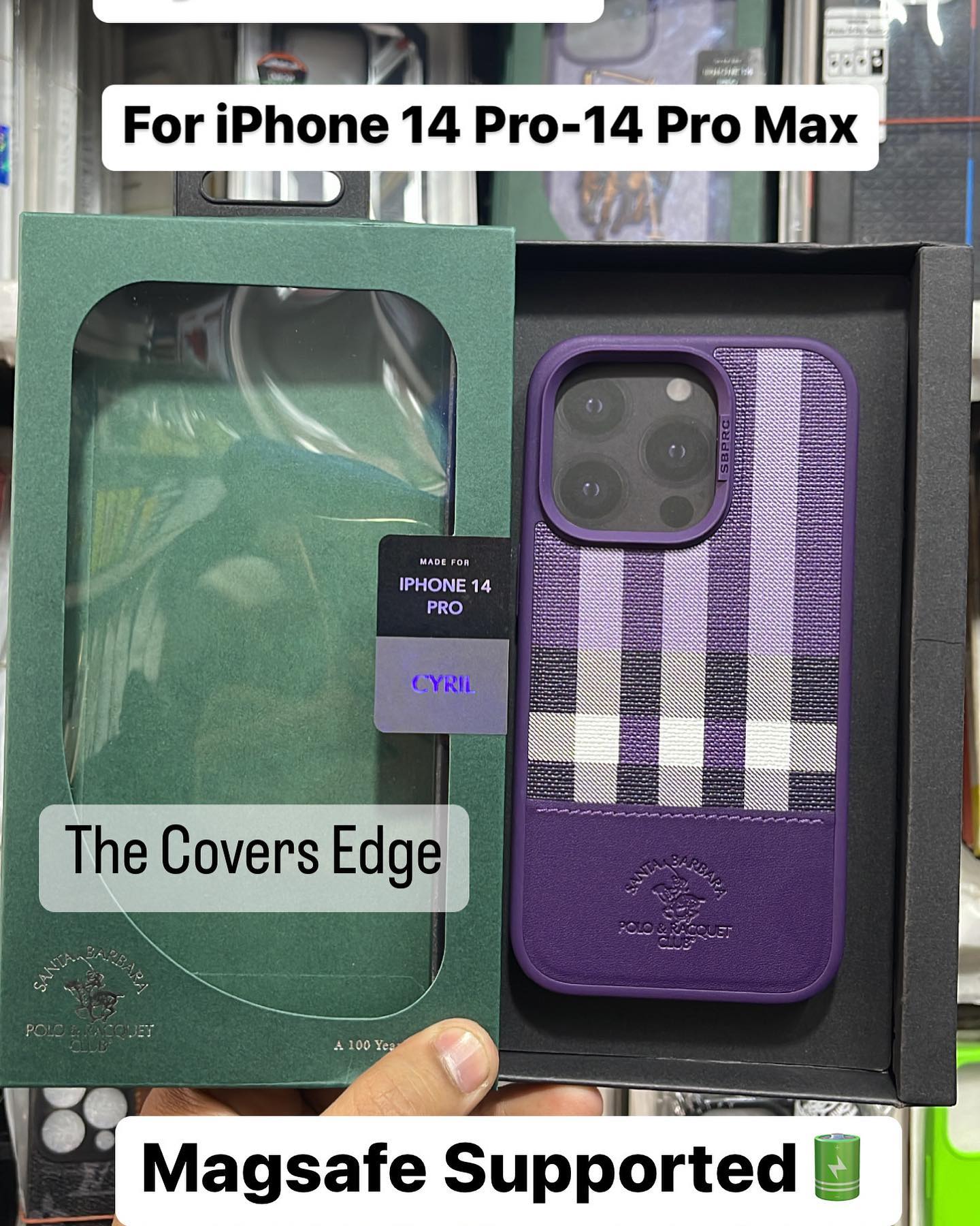 iPhone 14 Pro Santa Barbara Cyril Series Leather Case - Purple