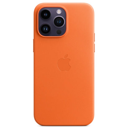 iPhone 14 Pro Leather Back Cover Case with MagSafe – Orange