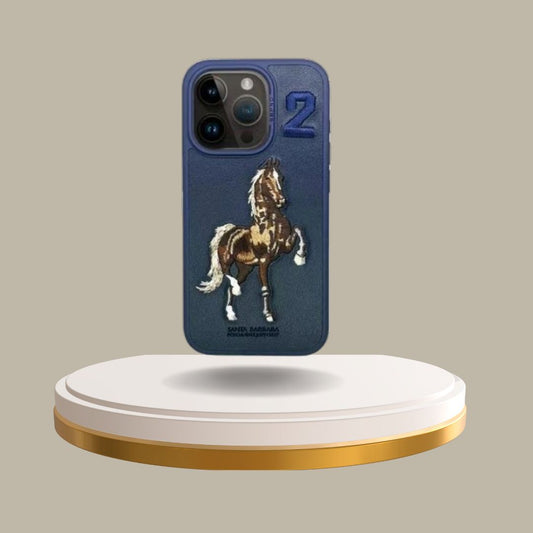 iPhone 16 Pro Santa Barbara Boris Series Polo Leather Case - Blue