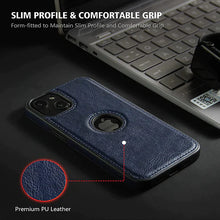 iPhone 13 Pro Classic PU Leather Case with Logo Cut - Blue