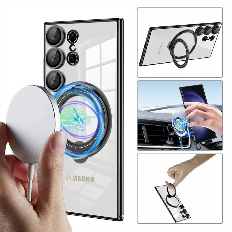 Samsung Galaxy S23 Ultra Magnetic Kiscktand Anti Yellowing Electroplating Case