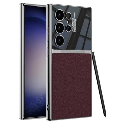 Samsung S24 Ultra Gkk Half Synthetic Leather Electroplating Camera Shing Case