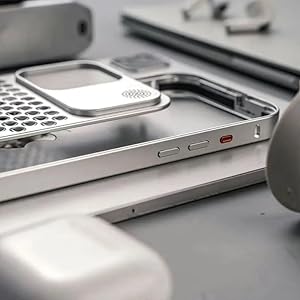 iPhone 15 Pro Max Metal Heat Dissipation Pure Aluminum Cooling Case with Aroma - Black