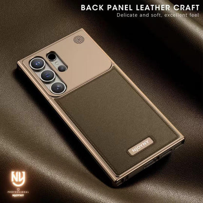 Samsung Galaxy S23 Ultra Aero Flex Metal Frameless Bumper Leather Case with Built-in Magsafe & Aroma - Desert