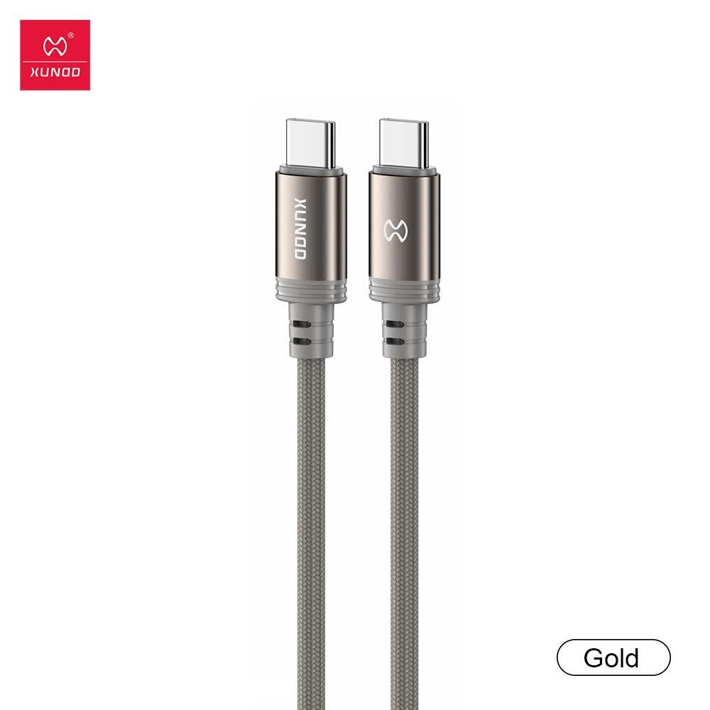 XUNDD Aluminum Alloy Nylon Braid Woven Data Cable Type-C To Type- C / Type-C To C - Gold
