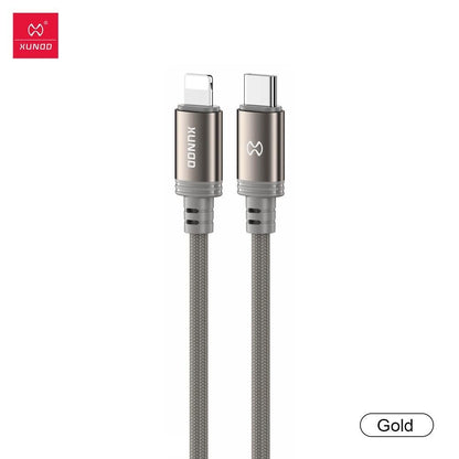 XUNDD Aluminum Alloy Nylon Braid Woven Data Cable Type-C To Type- lightning  / Type-C To L
