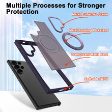 Samsung Galaxy S23 Ultra Shockproof Translucent Matte Case with 360° Rotatable Magnetic Magsafe Ring & Kickstand - Purple