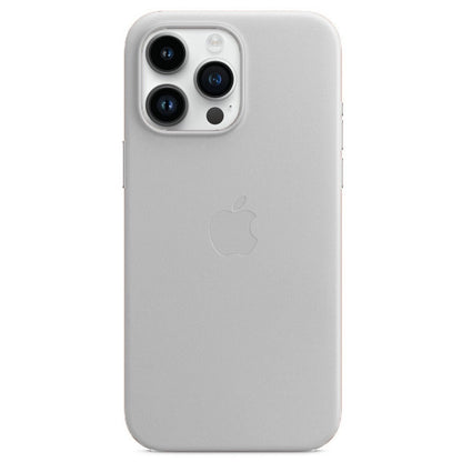 iPhone 15 pro Leather Back Cover Case with MagSafe – Gray