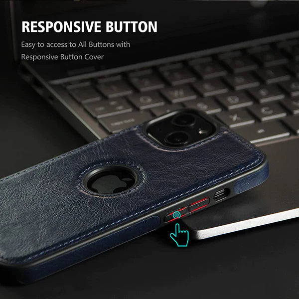 iPhone 13 Pro Original PU Leather Case Classic Luxury Elegant with Logo Cut - Blue