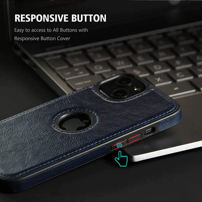 iPhone 13 Pro Original PU Leather Case Classic Luxury Elegant with Logo Cut - Blue