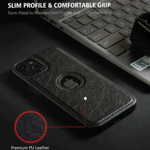iPhone 13 Pro Classic PU Leather Case with Logo Cut - Black