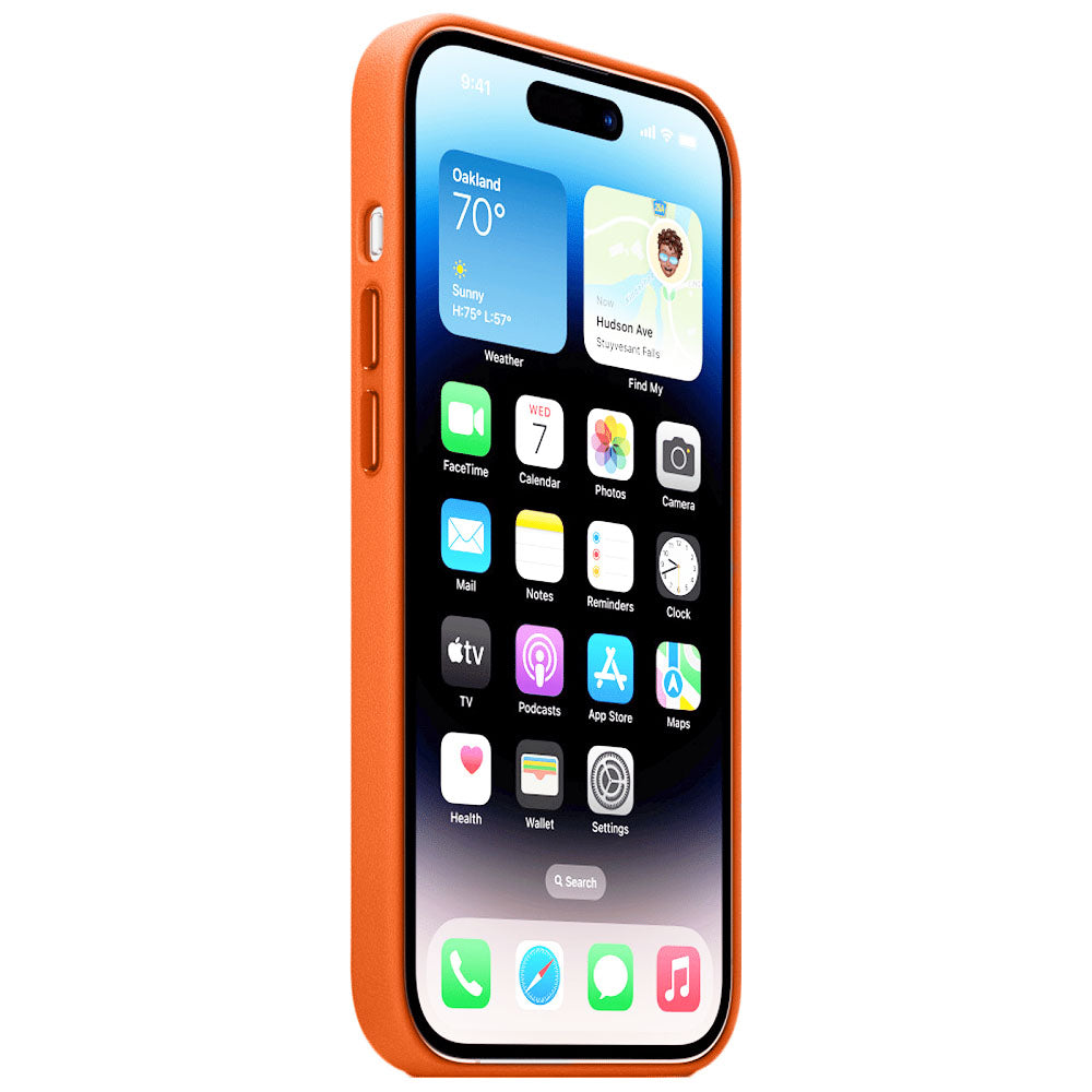iPhone 14 Pro Max Leather Back Cover Case with MagSafe – Orange