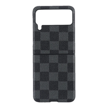 Samsung Galaxy Z Flip 4 Check Pattern Leather Back Case-Black